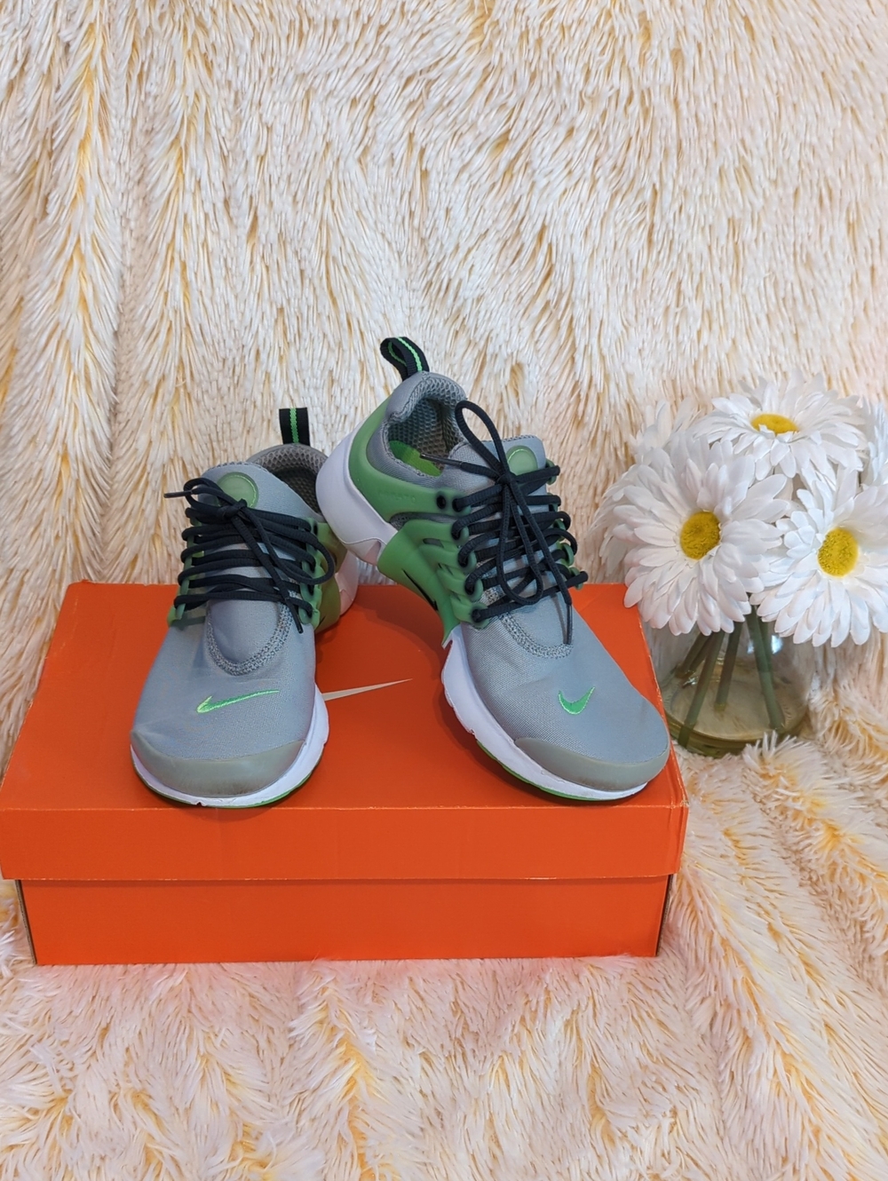 👟 Nike Air Presto Gray Neon Green Lightweight Mesh Sneakers👟